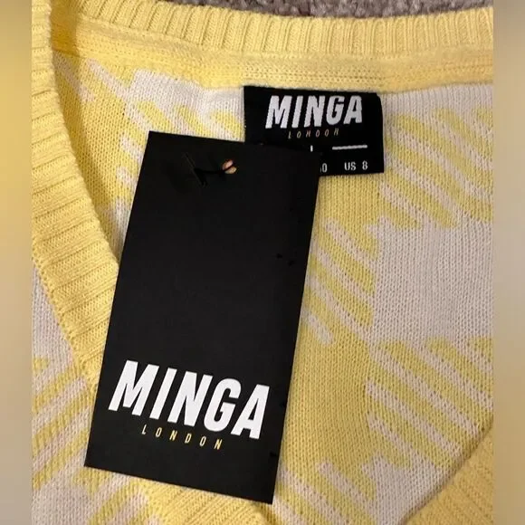MINGA London Women's Yellow Gilet Vest Large NWT Academia Clueless Y2K - Picture 4 of 7